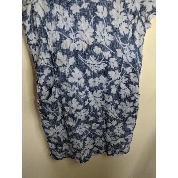 J. Jill Pure Jill Shirt Dress Short Sleeve Linen Floral Crinkle Pockets Medium - Picture 6 of 10